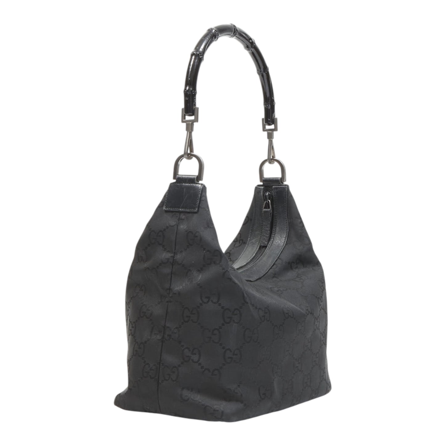 Monogram Nylon Bamboo Handle Hobo Shoulder Bag