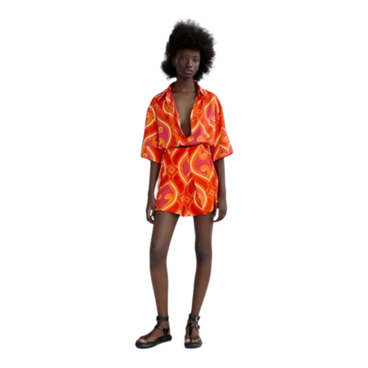 Geometric Print High-Waisted Short size