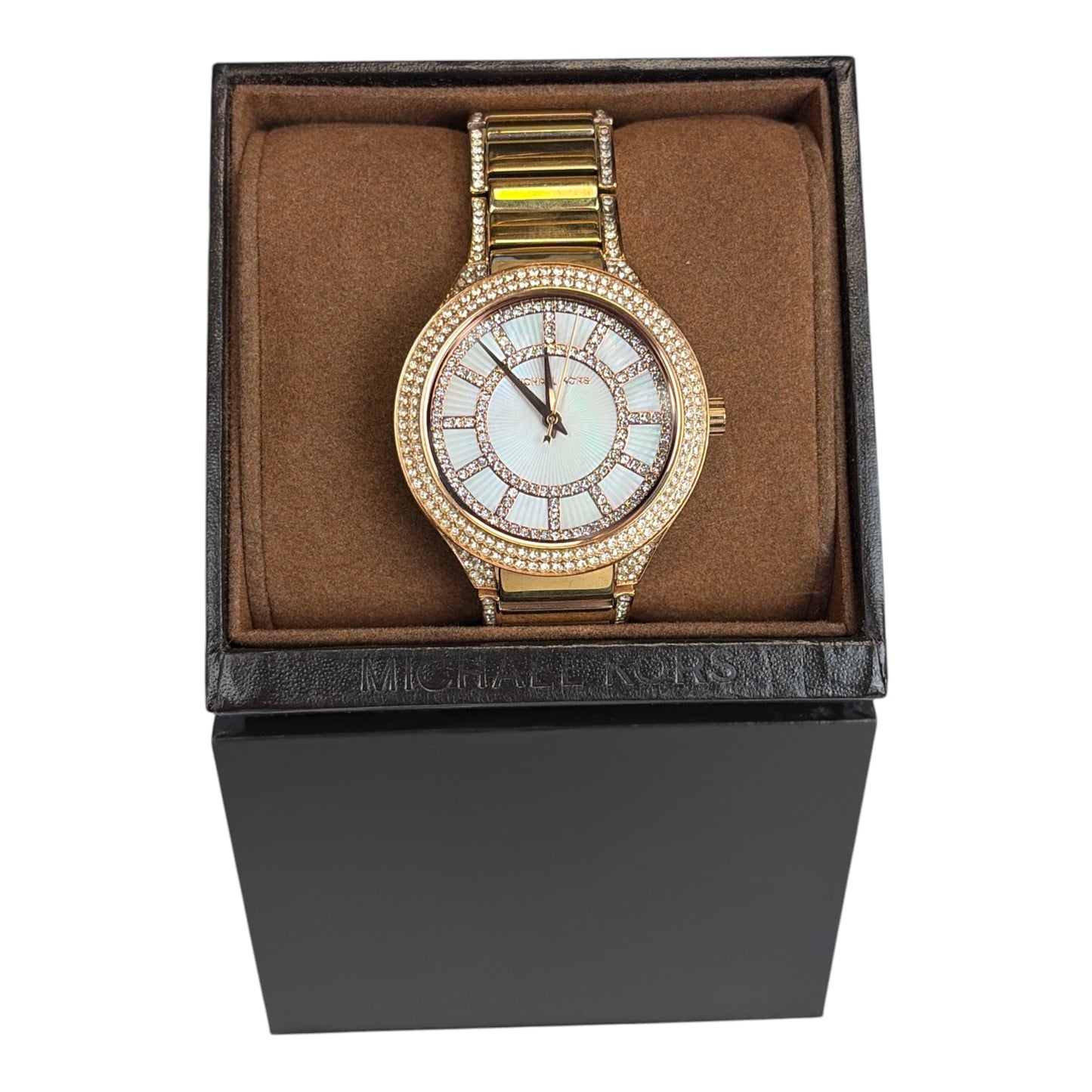 Kerry Mother of Pearl Dial Crystals Rose Gold-Tone Watch