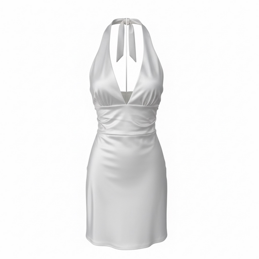 Satin Effect Halter Dress size L NWT