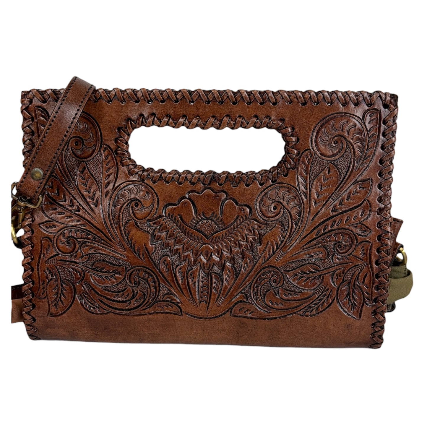 Tooled Leather Crossbody Purse