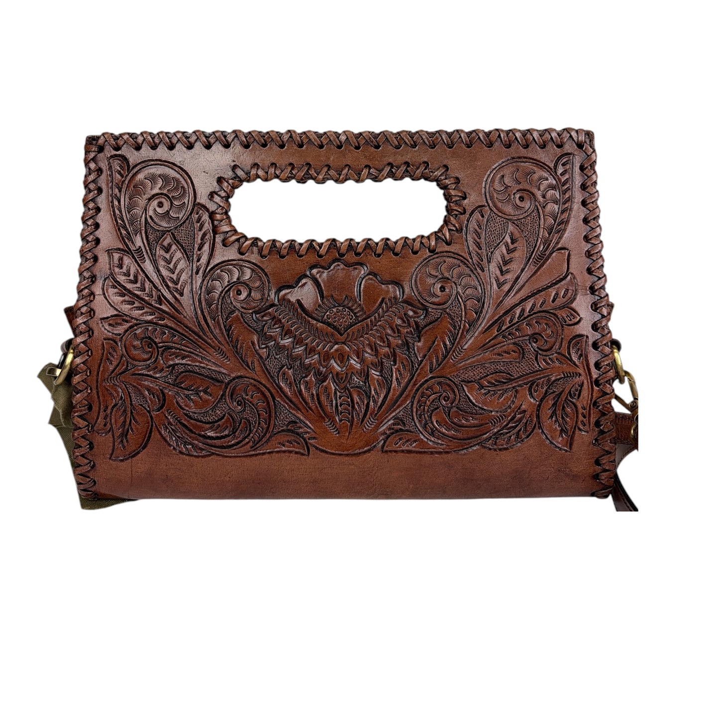 Tooled Leather Crossbody Purse