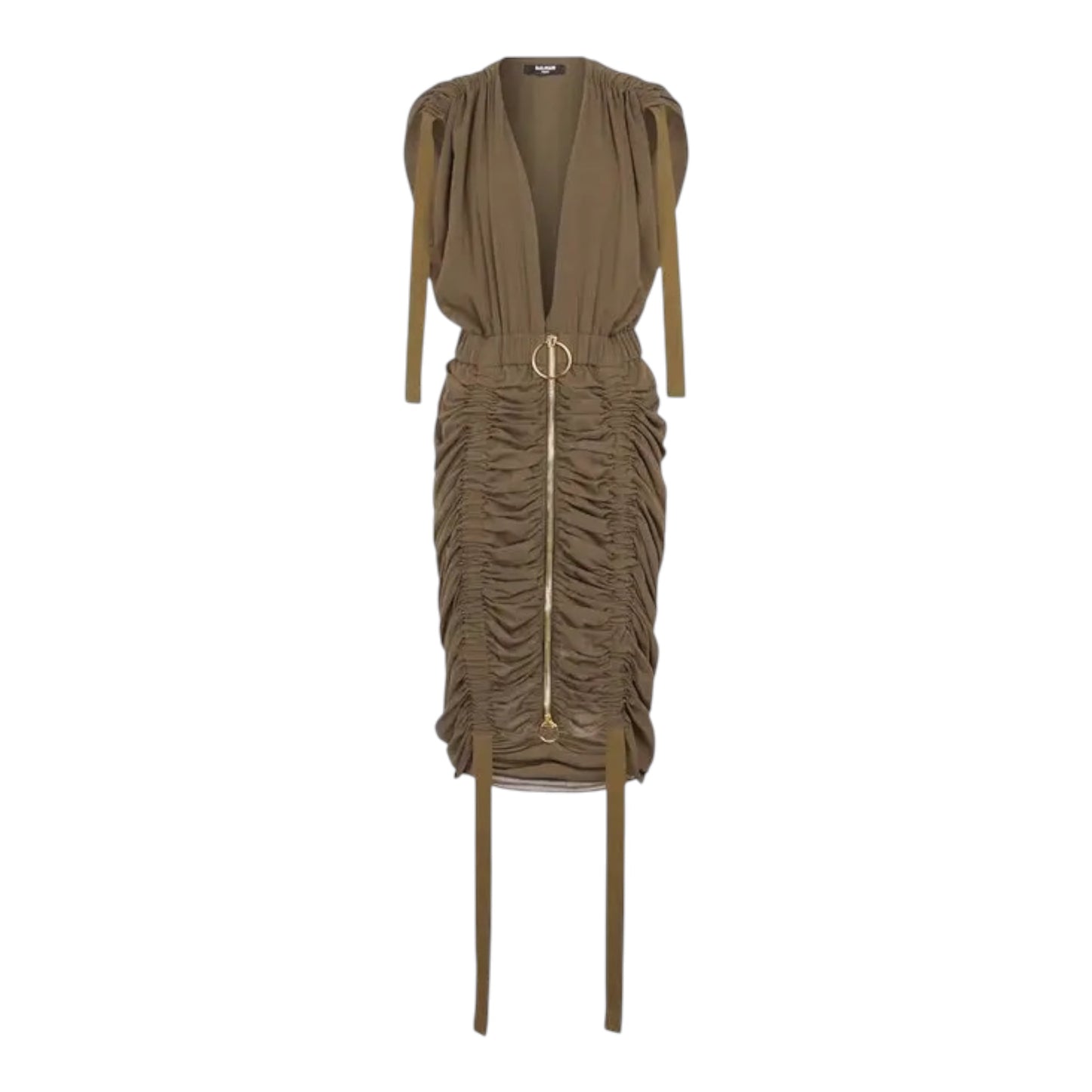 Ruched Cotton-Jersey Midi Dress size 38