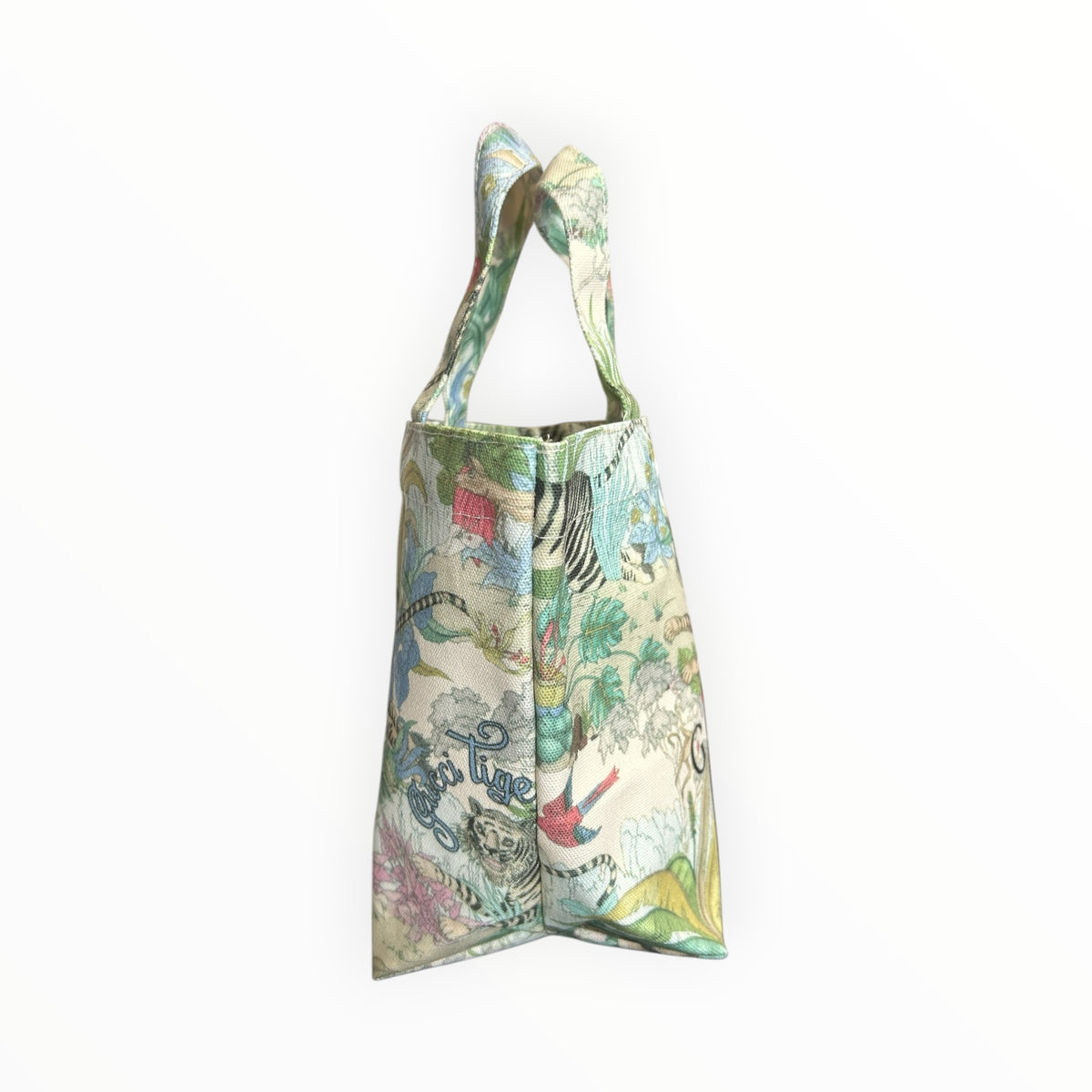 Mini Tiger Print Canvas Tote Bag