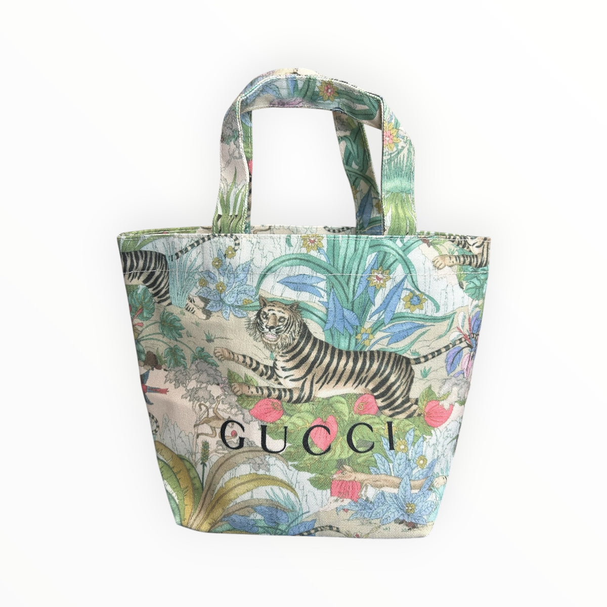 Mini Tiger Print Canvas Tote Bag