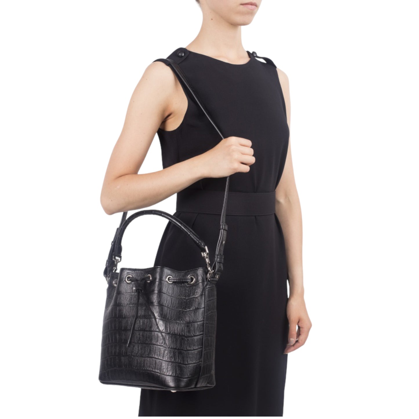 Emmanuelle Croco Medium Bucket Bag