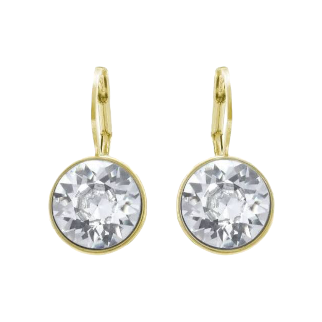 Crystal bella small earrings on gold hardware