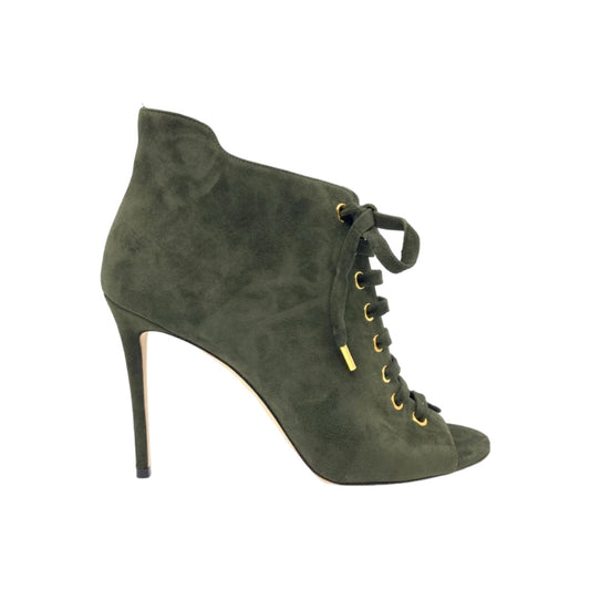 Mavy Suede Lace Up Peep Toe Booties Size 38